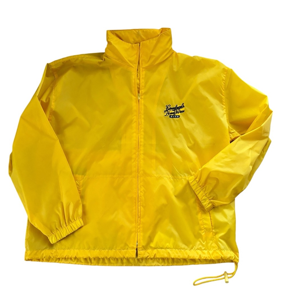 Leinenkugel’s Honey Weiss Beer Zip Up Windbreaker Sz XXL Yellow Hidden Hood